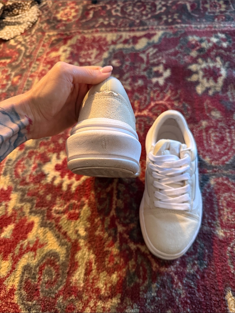 Vans Women’s Cream Platform Sneakers - Picture 3 of 4